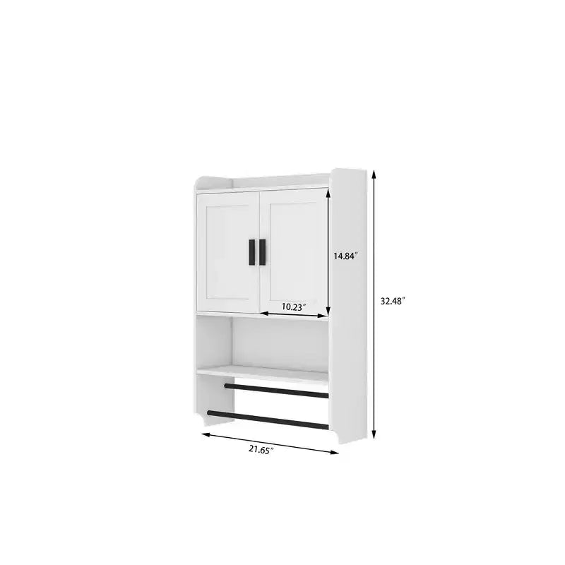 Bathroom Wall Cabinet Space-Saving over Toilet Storage Cabinet with 2 Adjustable Shelf, Towel Bar, and Paper Holder, for Bathroom, Kitchen