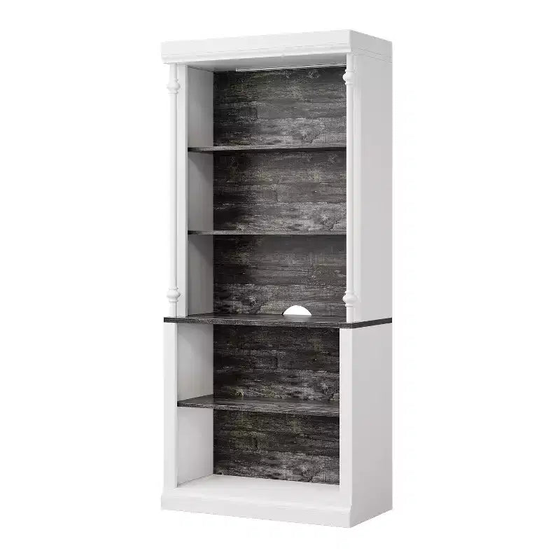 71 Tall Bookshelf with LED Lights, 5-Tier Open Bookcase with Adjustable Shelves,Floor Standing Wooden Storage Organizer for Living Room, Home Office