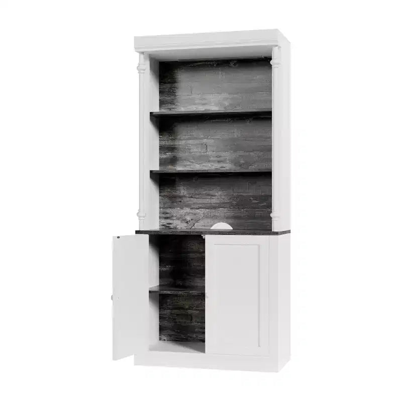 71 Tall Bookshelf with LED Lights, 5-Tier Open Bookcase with Adjustable Shelves,Floor Standing Wooden Storage Organizer for Living Room, Home Office