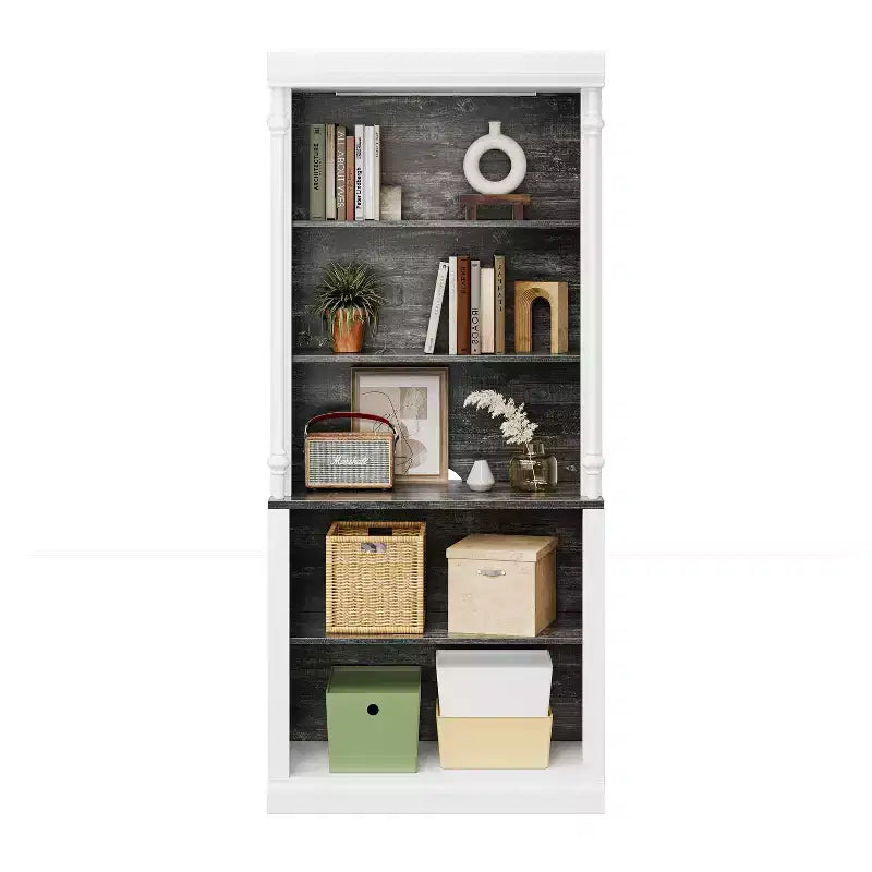 71 Tall Bookshelf with LED Lights, 5-Tier Open Bookcase with Adjustable Shelves,Floor Standing Wooden Storage Organizer for Living Room, Home Office