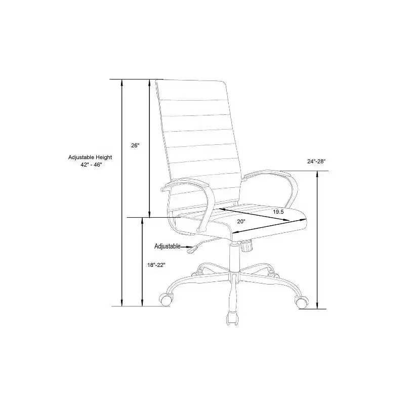 HomeStock 33 in.H Adjustable Height Brown PU Leather Seat Material with Casters/Wheels Office Chairs