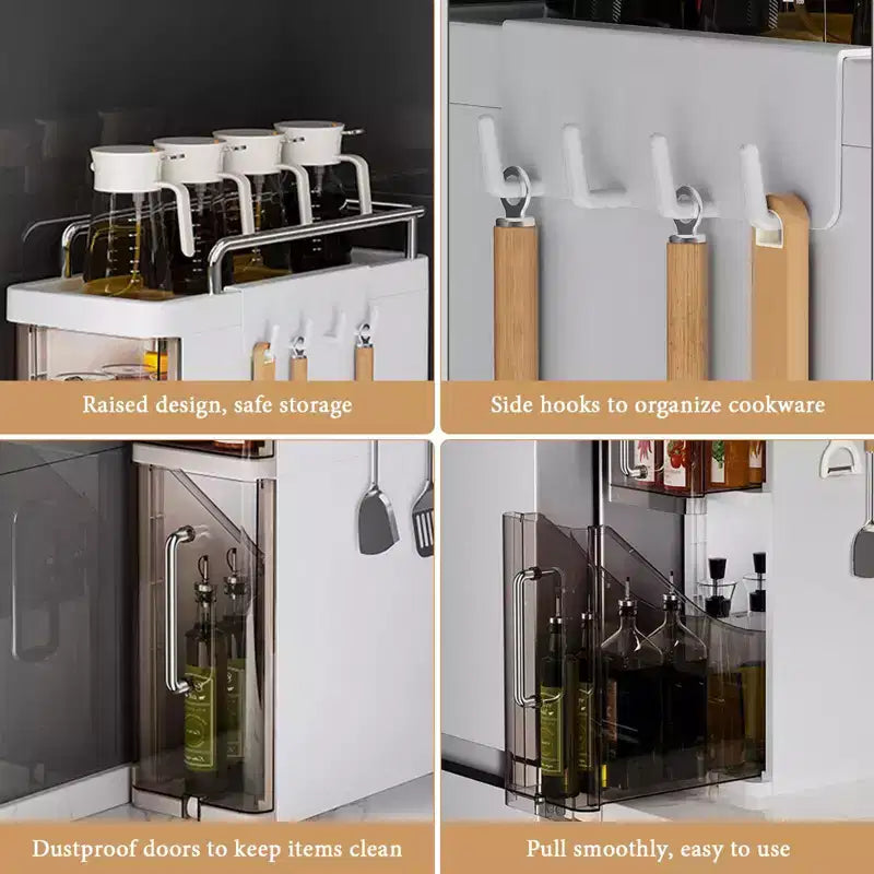 Plastic Kitchen Storage Rack - Multifunctional Home Desktop Storage Cabinet, Drawer-Style Storage, Gap Cabinet