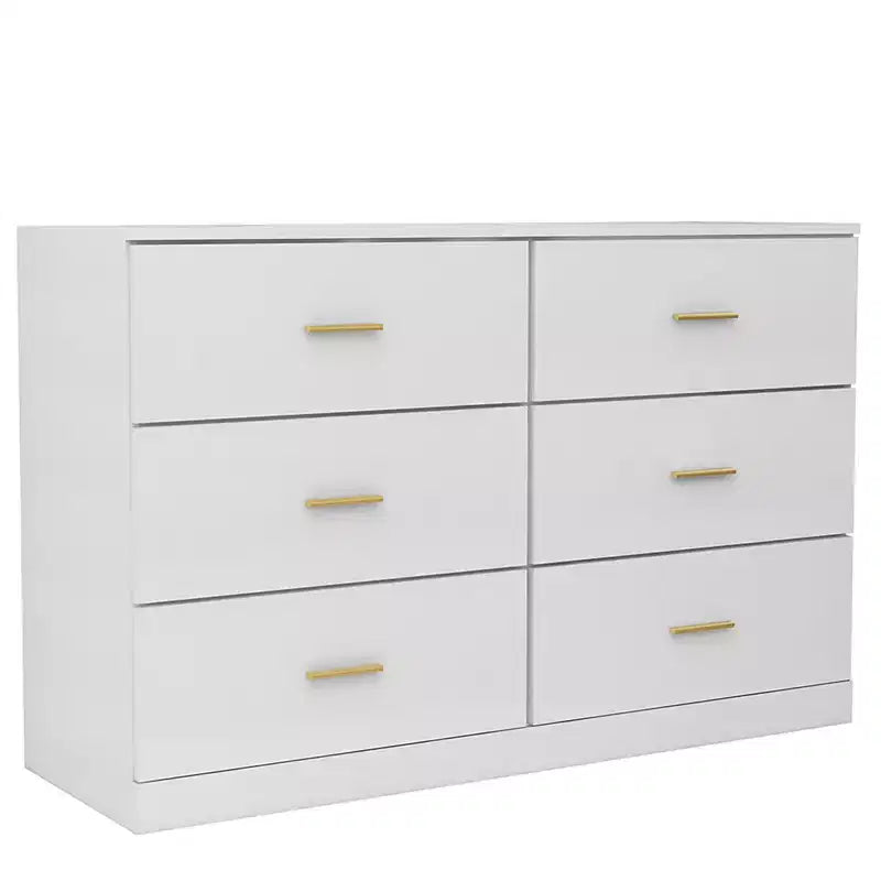 6 Drawer Double Dresser Wood Clothing Organizer Engineered Wood Dresser With Sturdy Legs For Living Room Hallway Nursery Bedroom
