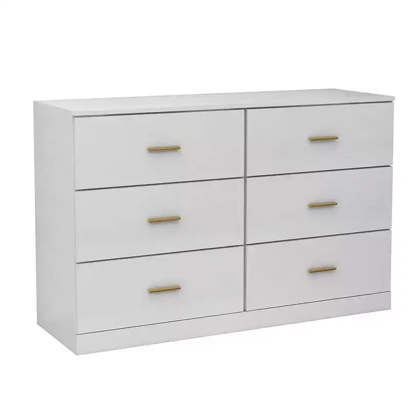 6 Drawer Double Dresser Wood Clothing Organizer Engineered Wood Dresser With Sturdy Legs For Living Room Hallway Nursery Bedroom