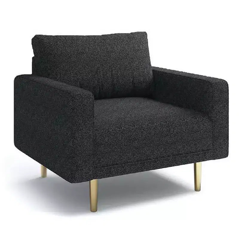 Royal Hampton Accent Sofa Chair, Black Boucle Seat with Metallic Undertone, Gold Legs