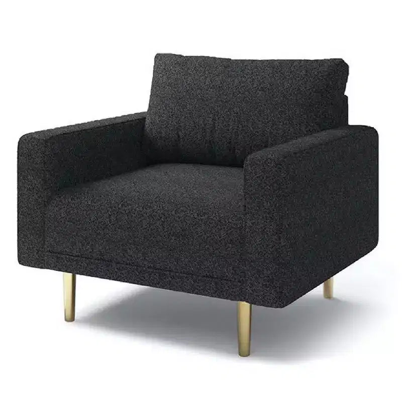 Royal Hampton Accent Sofa Chair, Black Boucle Seat with Metallic Undertone, Gold Legs