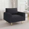 Royal Hampton Accent Sofa Chair, Black Boucle Seat with Metallic Undertone, Gold Legs