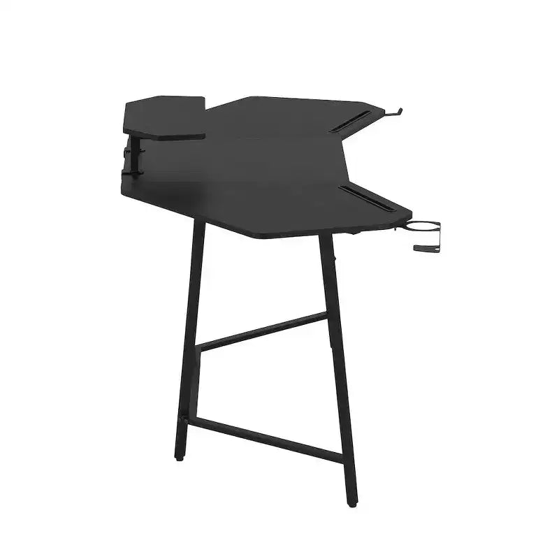 Gaming Desk with Shelf & Accessory Holders, Black