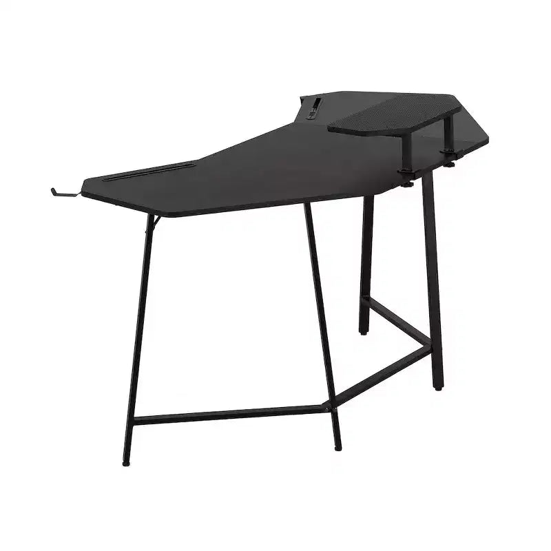 Gaming Desk with Shelf & Accessory Holders, Black