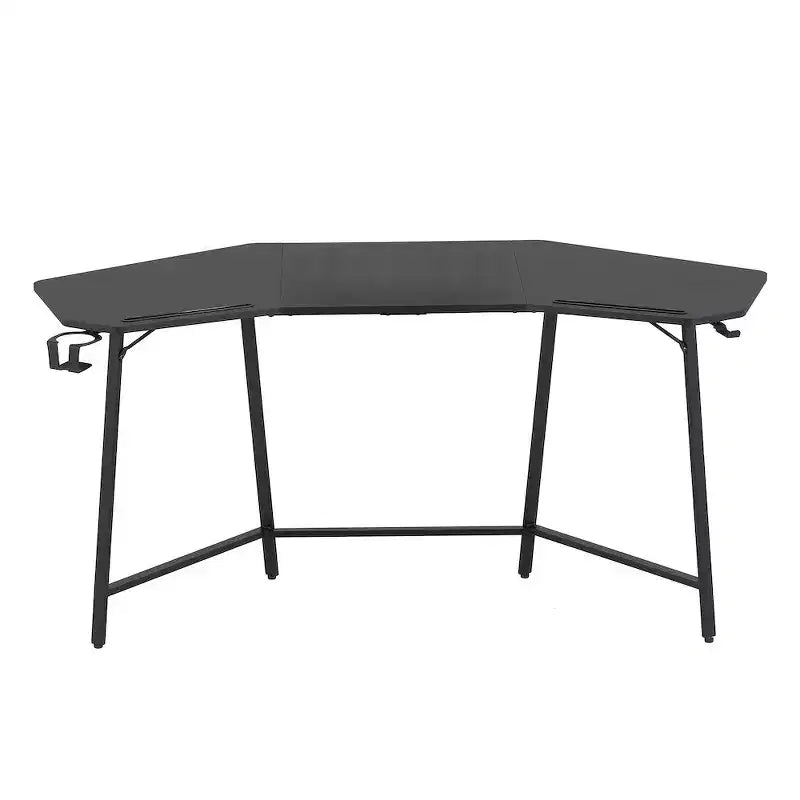 Gaming Desk with Shelf & Accessory Holders, Black