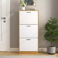 GDFStudio Jace 21 Modern Wooden Shoe Storage Cabinet with 3 Flip Drawers