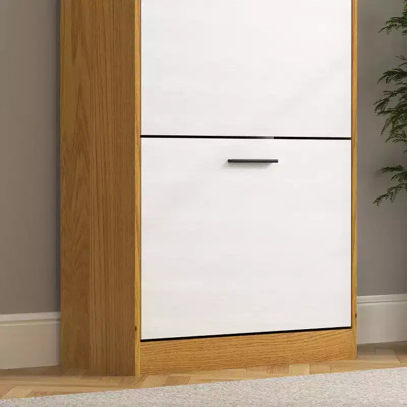 GDFStudio Jace 21 Modern Wooden Shoe Storage Cabinet with 3 Flip Drawers