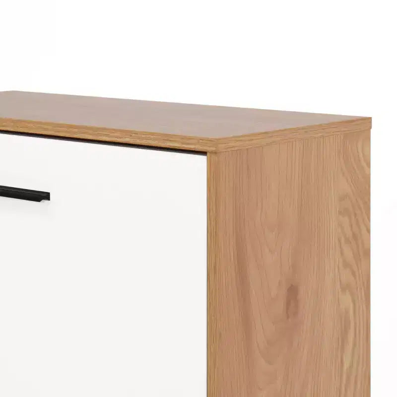 GDFStudio Jace 21 Modern Wooden Shoe Storage Cabinet with 3 Flip Drawers