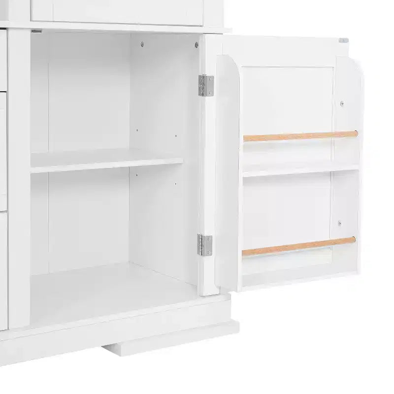 GDFStudio Michelson 63.3 Farmhouse Tall Freestanding Buffet with Drawers and Adjustable Shelves