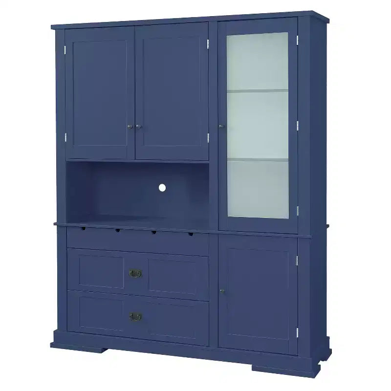 GDFStudio Michelson 63.3 Farmhouse Tall Freestanding Buffet with Drawers and Adjustable Shelves