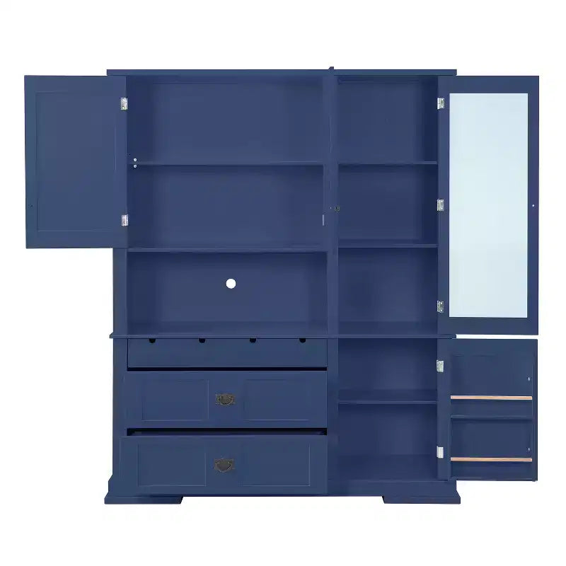 GDFStudio Michelson 63.3 Farmhouse Tall Freestanding Buffet with Drawers and Adjustable Shelves