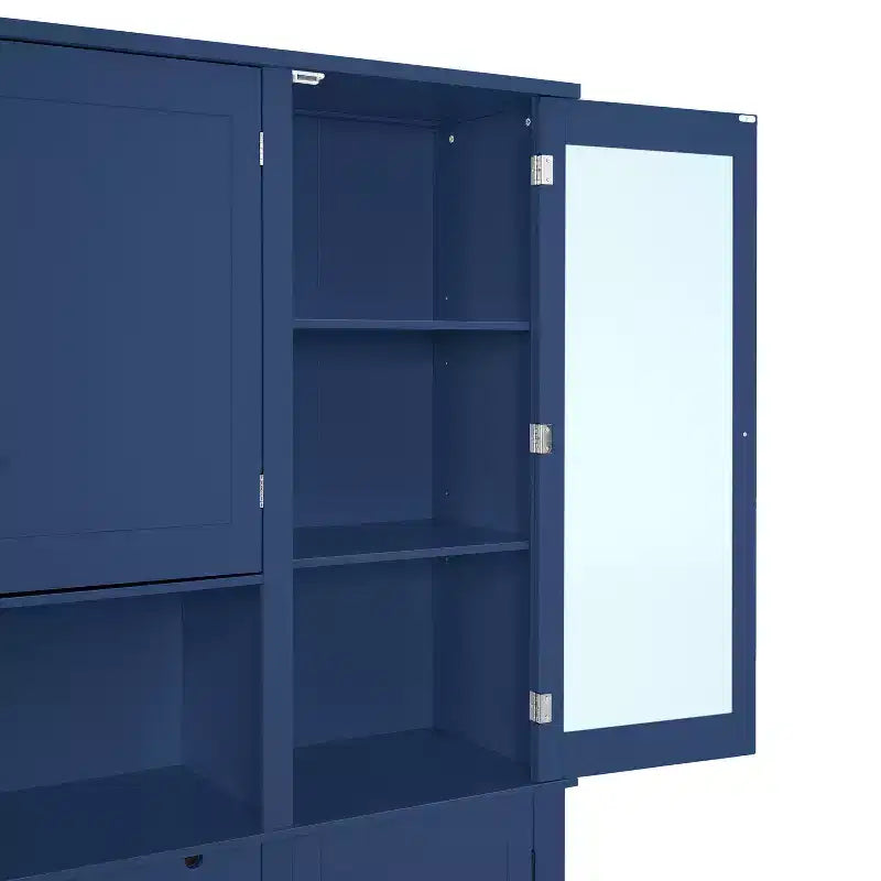 GDFStudio Michelson 63.3 Farmhouse Tall Freestanding Buffet with Drawers and Adjustable Shelves