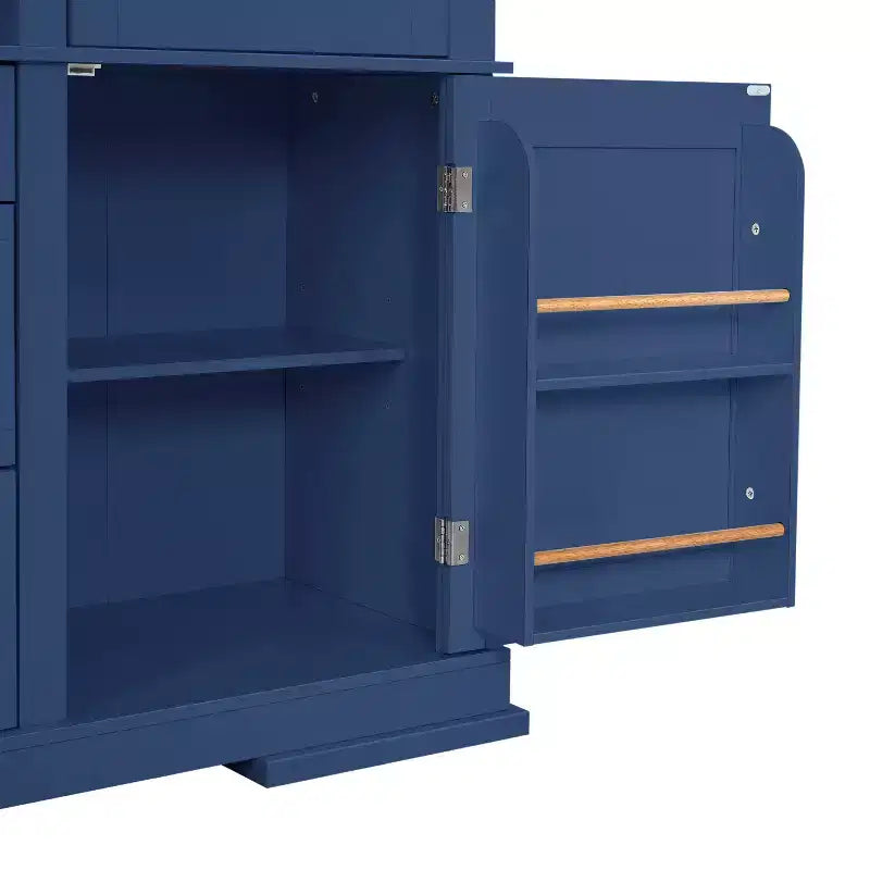 GDFStudio Michelson 63.3 Farmhouse Tall Freestanding Buffet with Drawers and Adjustable Shelves