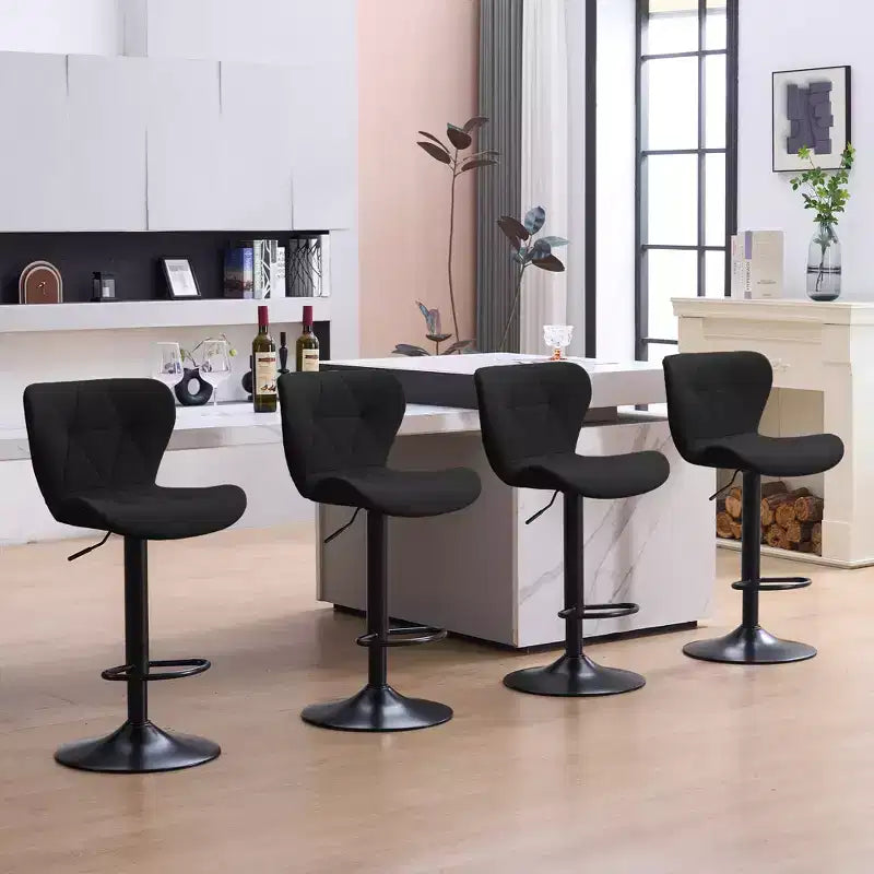 FERPIT Set of 2 Modern Adjustable Height Bar Stools Padded PU Leather Swivel Stools