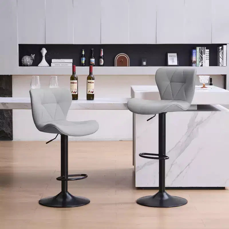 FERPIT Set of 2 Modern Adjustable Height Bar Stools Padded PU Leather Swivel Stools