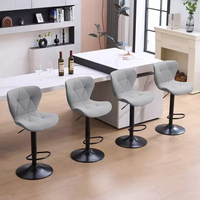 FERPIT Set of 2 Modern Adjustable Height Bar Stools Padded PU Leather Swivel Stools