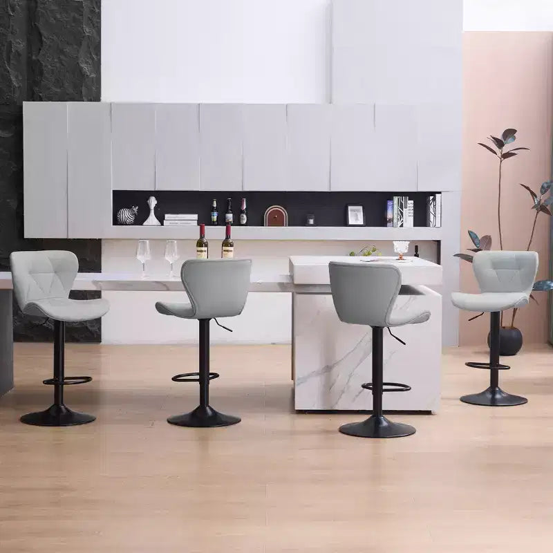 FERPIT Set of 2 Modern Adjustable Height Bar Stools Padded PU Leather Swivel Stools