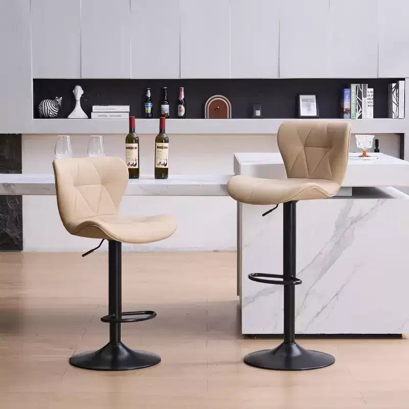 FERPIT Set of 2 Modern Adjustable Height Bar Stools Padded PU Leather Swivel Stools