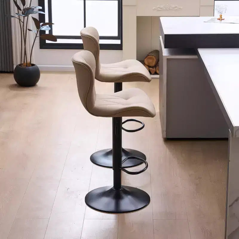 FERPIT Set of 2 Modern Adjustable Height Bar Stools Padded PU Leather Swivel Stools