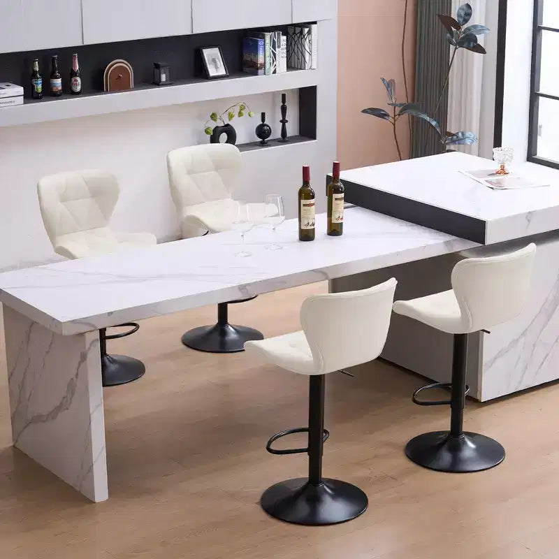 FERPIT Set of 2 Modern Adjustable Height Bar Stools Padded PU Leather Swivel Stools