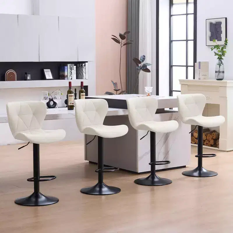 FERPIT Set of 2 Modern Adjustable Height Bar Stools Padded PU Leather Swivel Stools