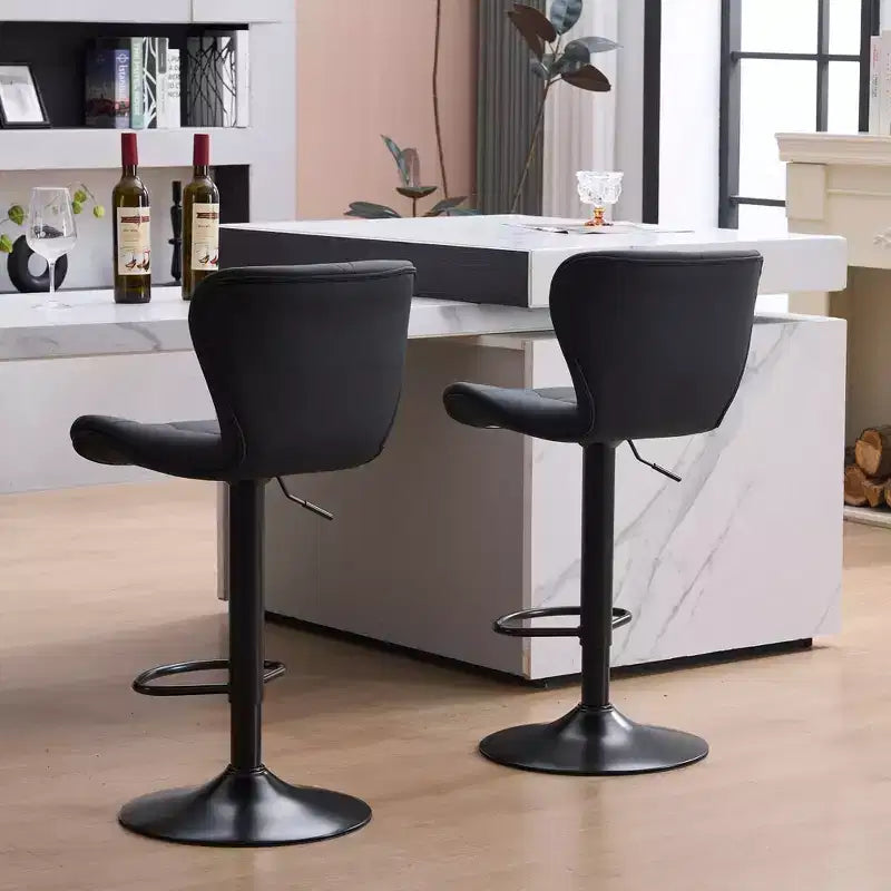 FERPIT Set of 2 Modern Adjustable Height Bar Stools Padded PU Leather Swivel Stools