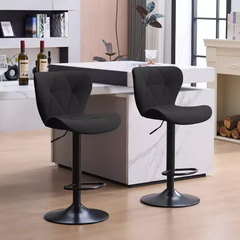 FERPIT Set of 2 Modern Adjustable Height Bar Stools Padded PU Leather Swivel Stools