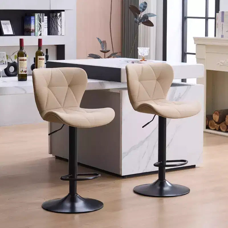 FERPIT Set of 2 Modern Adjustable Height Bar Stools Padded PU Leather Swivel Stools