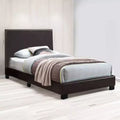 Royal Hampton Style Leatherette Full Bed with Padded Headboard, Dark Brown