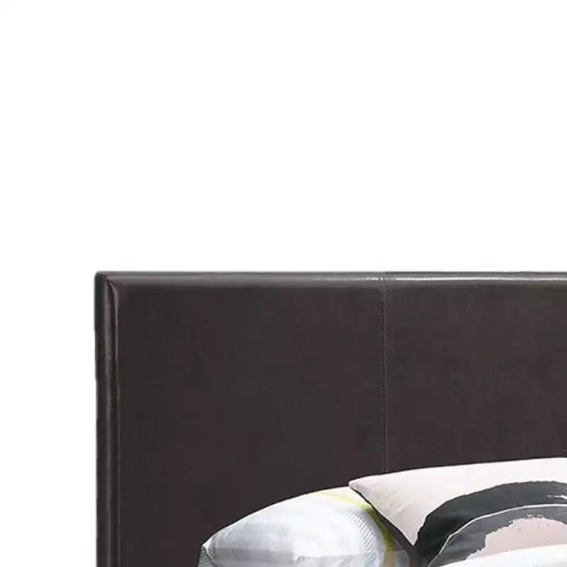 Royal Hampton Style Leatherette Full Bed with Padded Headboard, Dark Brown