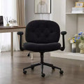 Black Cross-Leg Flip-Arm Chair: Wide Seat Swivel C Comfy Desk/Vanity for Women, Home/Office Ready
