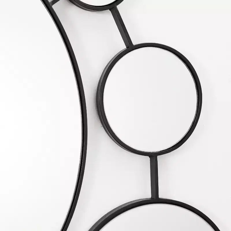 LuxenHome Round Wall Mirror, 34.5L x 24.5W Circles Black Metal Frame Modern Decorative Wall Mirror
