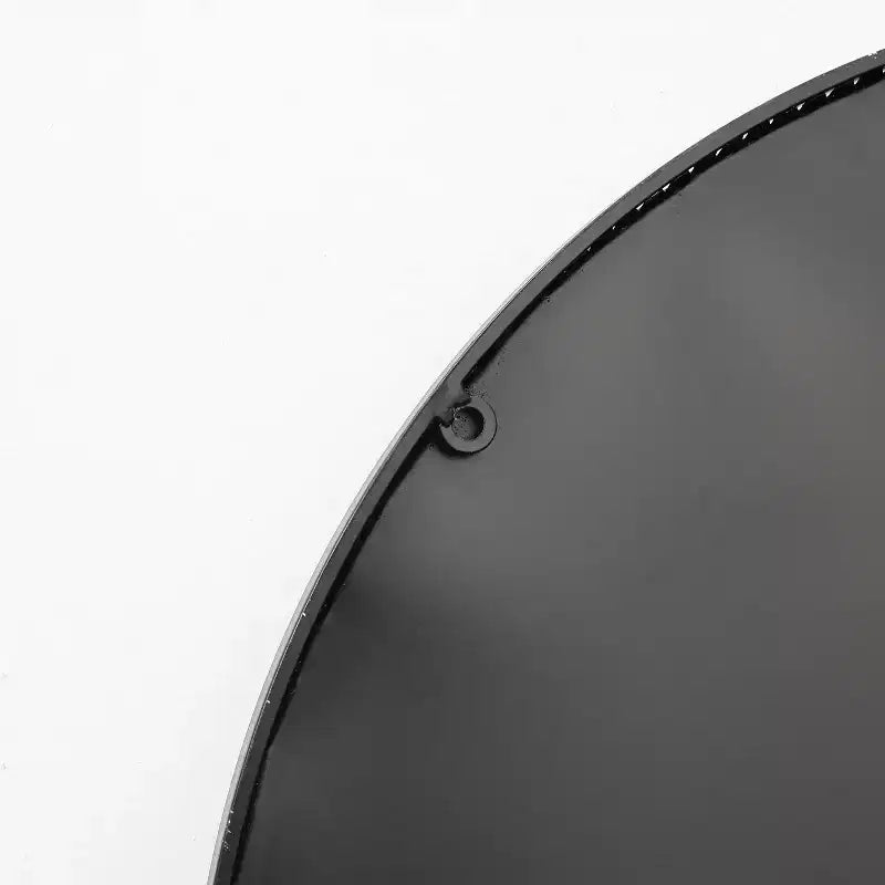 LuxenHome Round Wall Mirror, 34.5L x 24.5W Circles Black Metal Frame Modern Decorative Wall Mirror