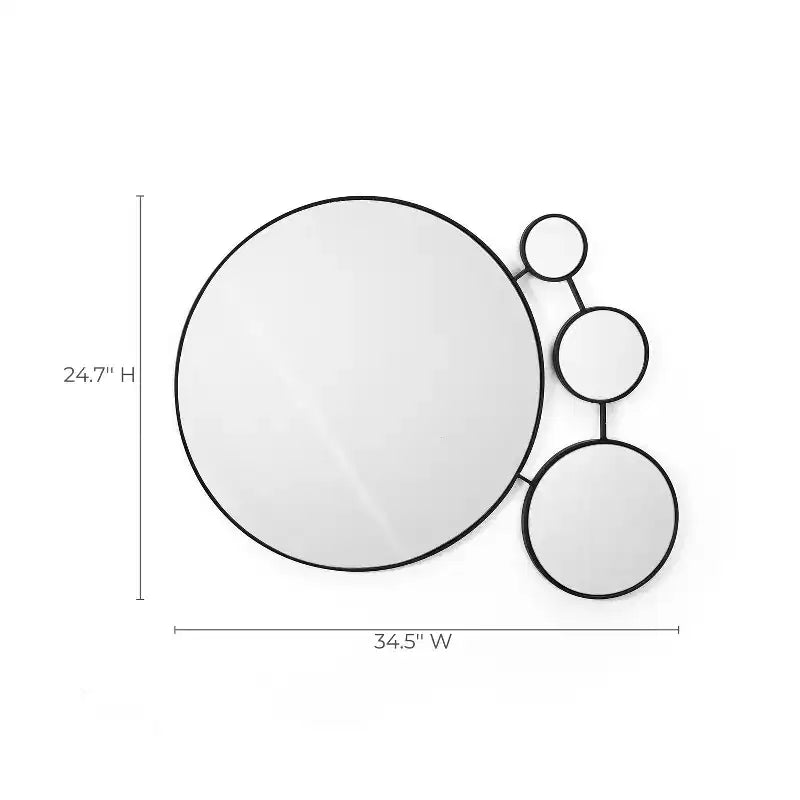 LuxenHome Round Wall Mirror, 34.5L x 24.5W Circles Black Metal Frame Modern Decorative Wall Mirror