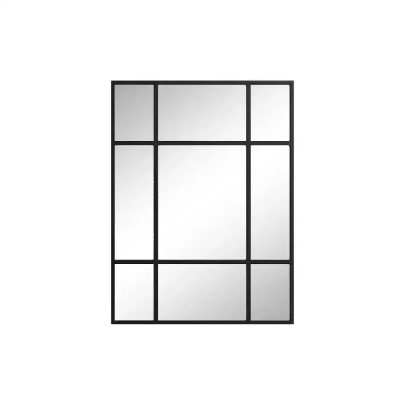 HomeRoots 39 Black Iron Window Pane Geometric Framed Accent Mirror