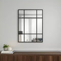 HomeRoots 39 Black Iron Window Pane Geometric Framed Accent Mirror