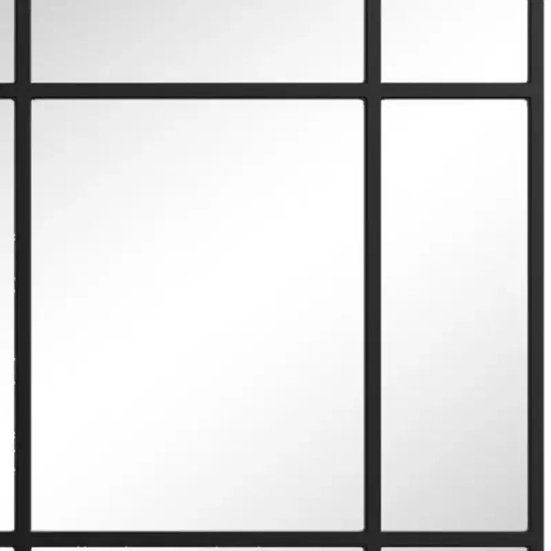 HomeRoots 39 Black Iron Window Pane Geometric Framed Accent Mirror
