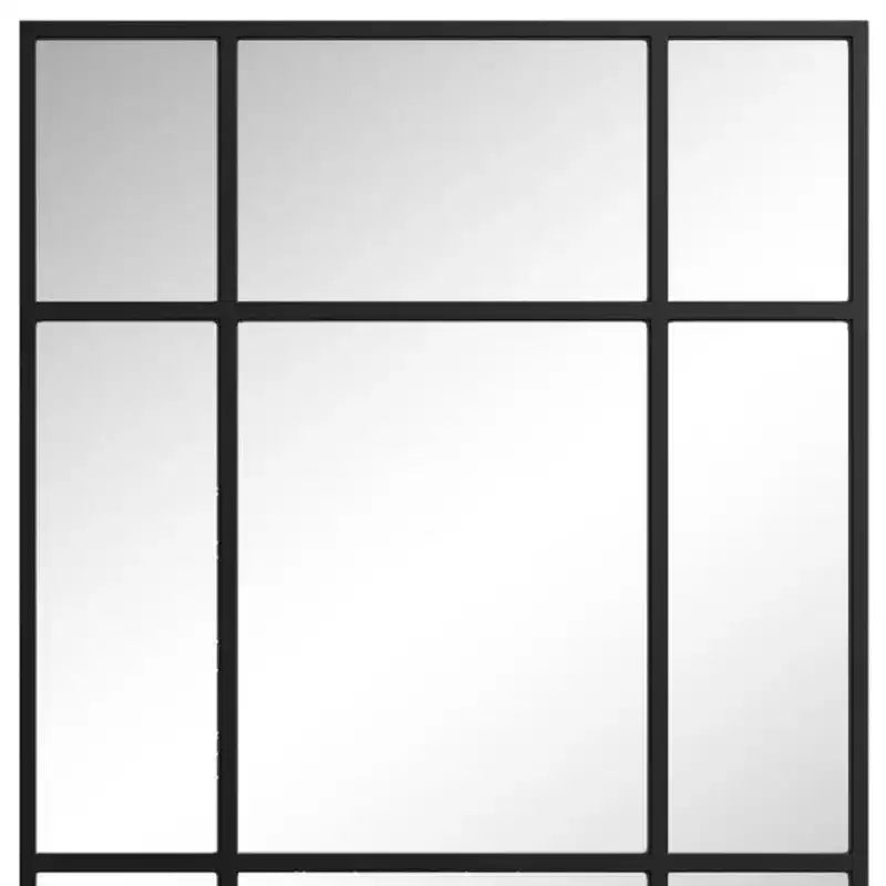 HomeRoots 39 Black Iron Window Pane Geometric Framed Accent Mirror