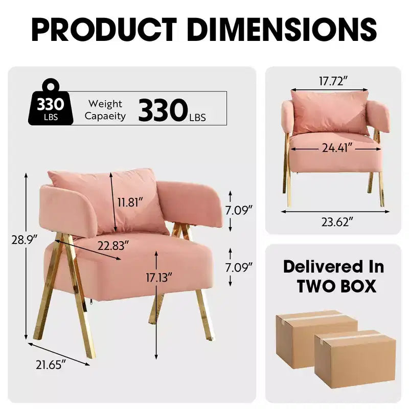 TYBOATLE Modern Velvet Barrel Accent Chair with Gold Legs, Available in Set of 2 - Mid-Century Modern Upholstered Armchair