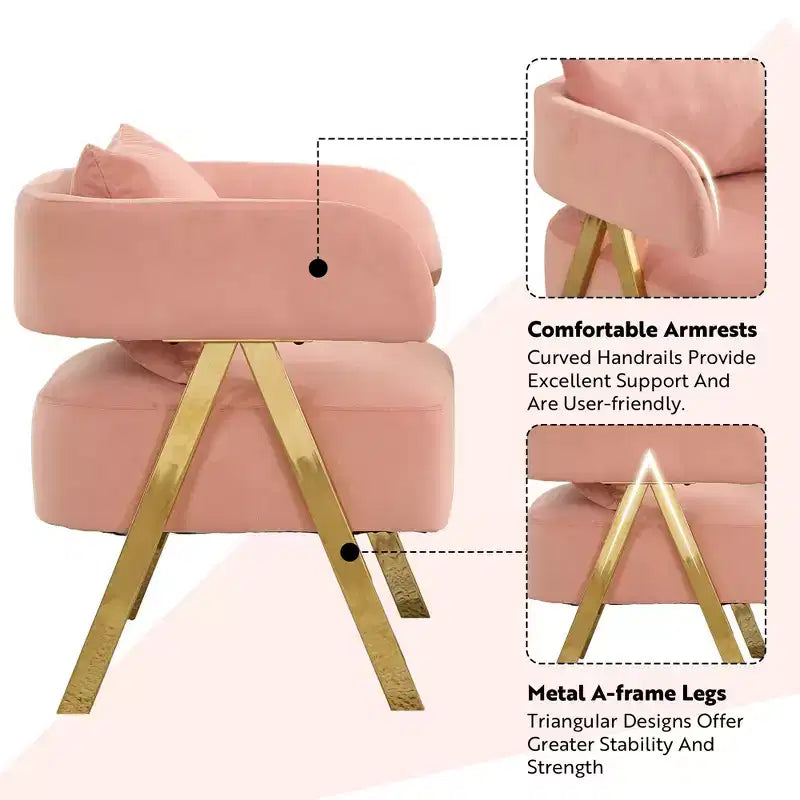 TYBOATLE Modern Velvet Barrel Accent Chair with Gold Legs, Available in Set of 2 - Mid-Century Modern Upholstered Armchair
