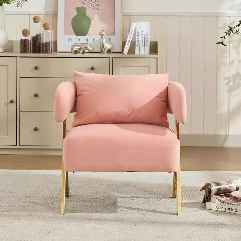 TYBOATLE Modern Velvet Barrel Accent Chair with Gold Legs, Available in Set of 2 - Mid-Century Modern Upholstered Armchair