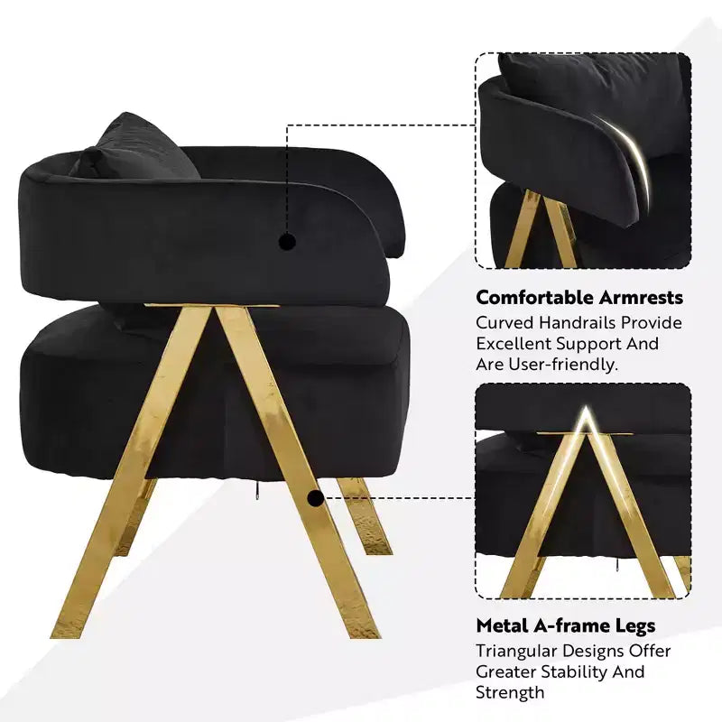 TYBOATLE Modern Velvet Barrel Accent Chair with Gold Legs, Available in Set of 2 - Mid-Century Modern Upholstered Armchair