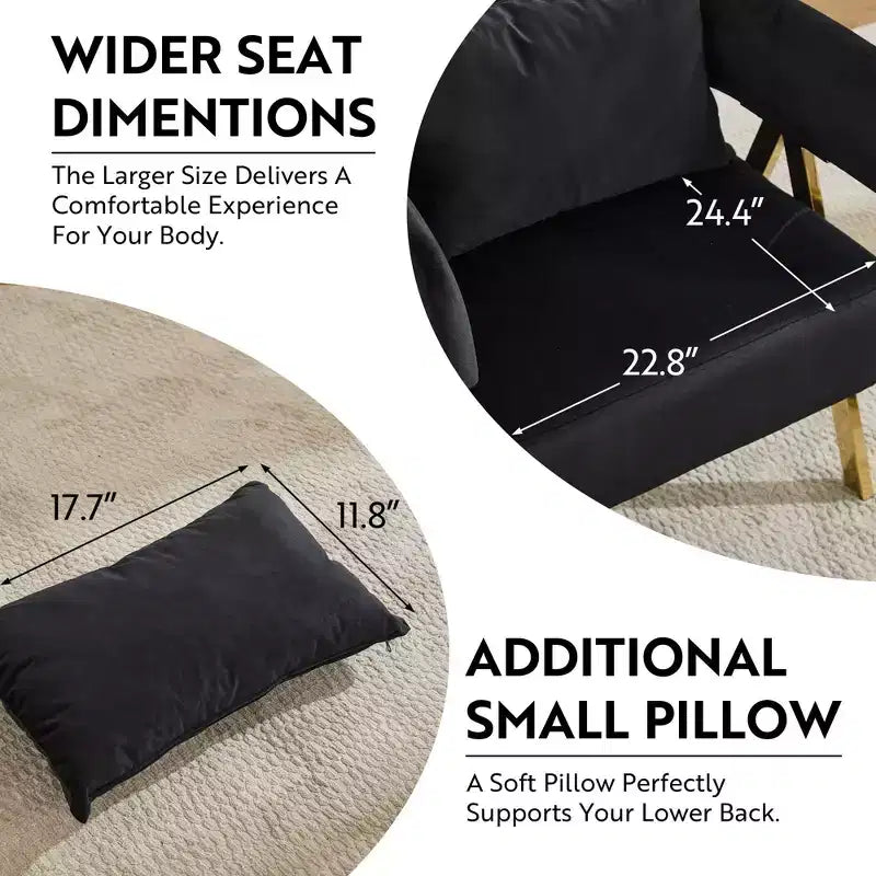 TYBOATLE Modern Velvet Barrel Accent Chair with Gold Legs, Available in Set of 2 - Mid-Century Modern Upholstered Armchair