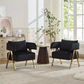TYBOATLE Modern Velvet Barrel Accent Chair with Gold Legs, Available in Set of 2 - Mid-Century Modern Upholstered Armchair