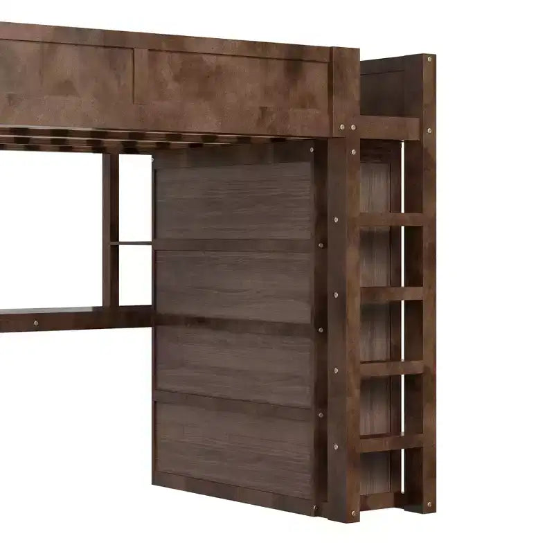Queen Size Loft Bed with Wardrobe, Desk & USB Headboard Storage, Space-Saving Loft Bed - ModernLuxe
